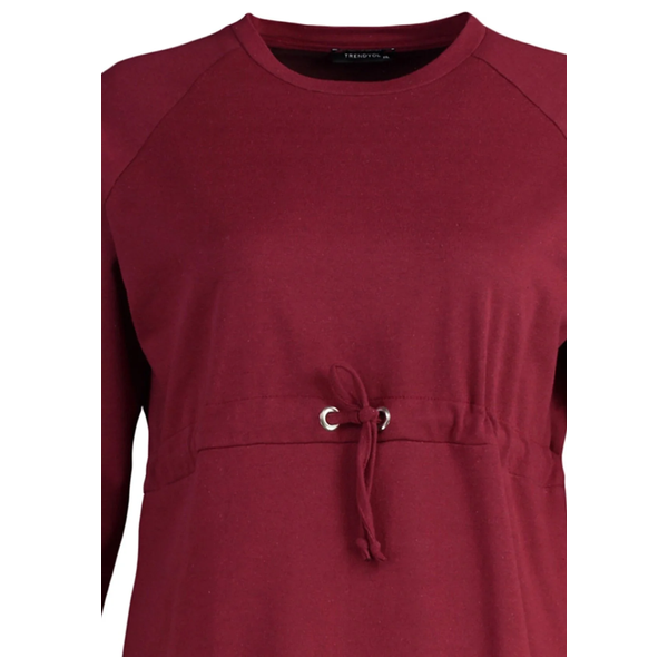 Trendyol Curve Women's Sleeve Casual Shirt Dress - Burgundy