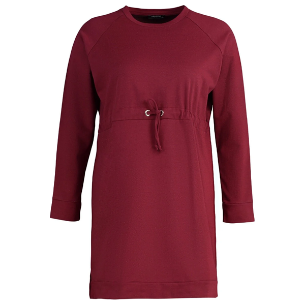 Trendyol Curve Women's Sleeve Casual Shirt Dress - Burgundy