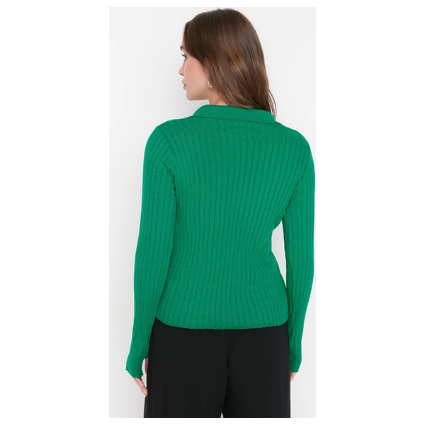 Trendyolmilla Polo Neck Knitwear Sweater - Green