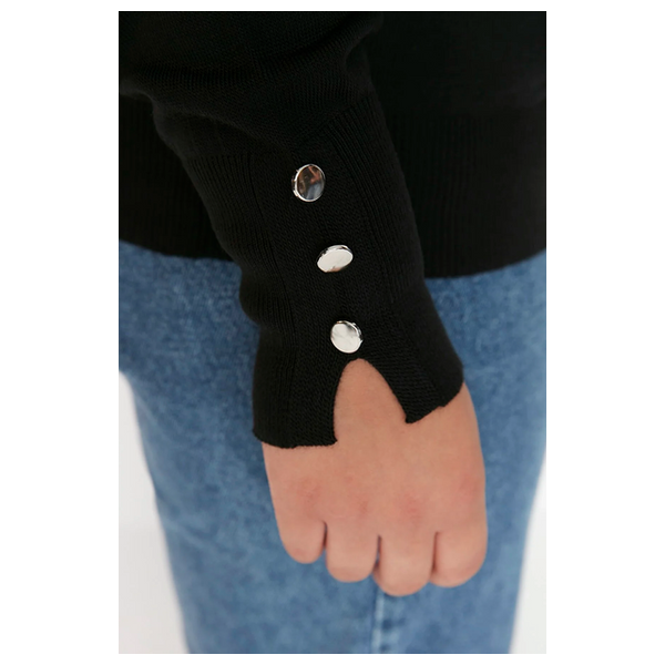 بلوزة بأكمام طويلة ترينديول كيرف للنساء - اسود