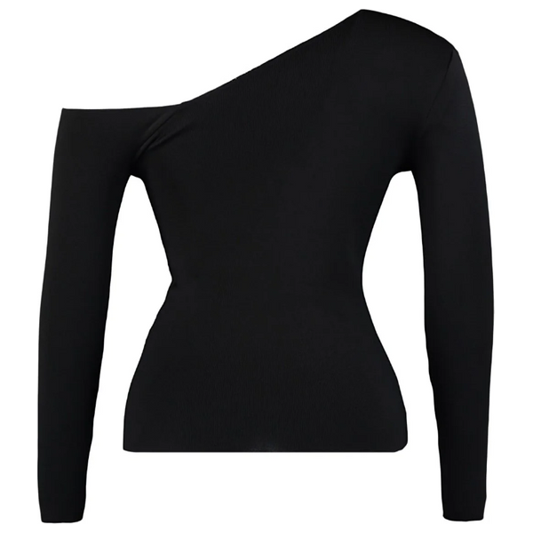 بلوزة منسوجة بياقة غير متماثلة من ترينديول كيرف - اسود