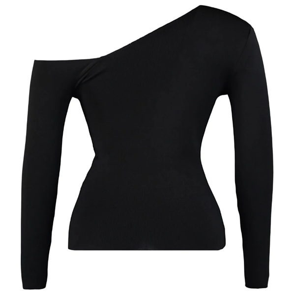 بلوزة منسوجة بياقة غير متماثلة من ترينديول كيرف - اسود