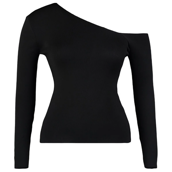 بلوزة منسوجة بياقة غير متماثلة من ترينديول كيرف - اسود