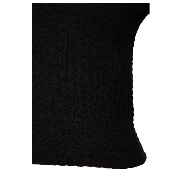 Trendyolmilla Textured Slim Half Pat Polo Collar Flexible Knitted Blouse - Black