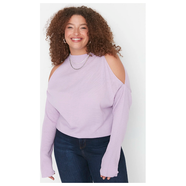 Trendyol Curve Cut Out Detailed Knit Sweater - Lilac