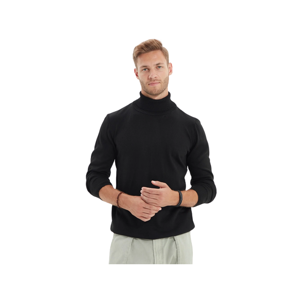 Trendyol Man Men's Slim Fit Full Turtleneck Basic Sweater - Black