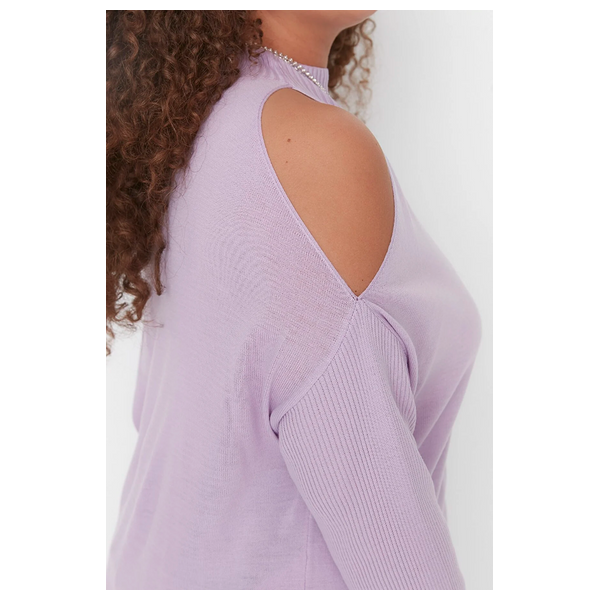 Trendyol Curve Cut Out Detailed Knit Sweater - Lilac