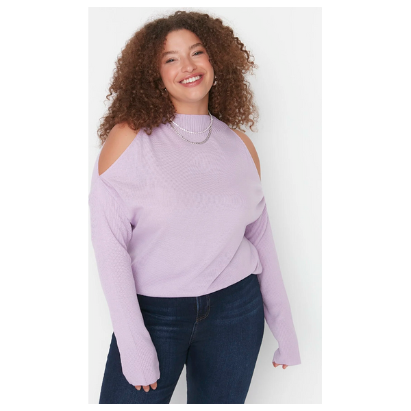 Trendyol Curve Cut Out Detailed Knit Sweater - Lilac
