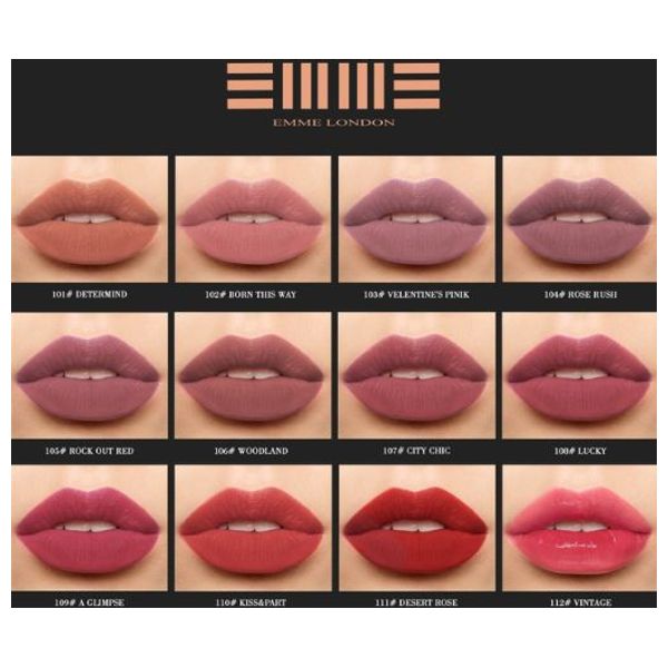  Emme London Power Stay Ink Lipstick - Long-Lasting Waterproof Formula, 110 Kiss&Part 
