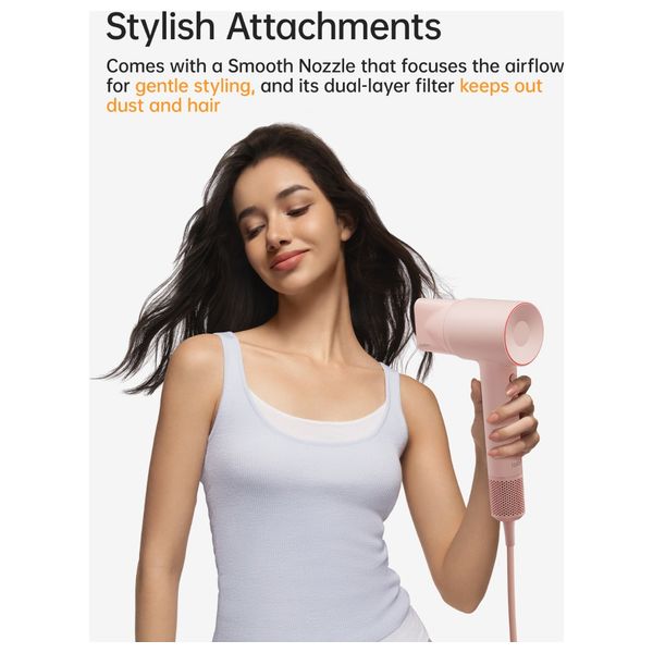 Laifen SE2 - Hair Dryer - 1400W - 2 Speeds, 4 Temperature Modes, Overheat Protection + Hair Brush