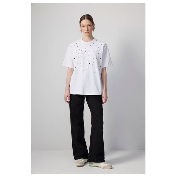 STONE EMBROIDERED T-SHIRT - White / L