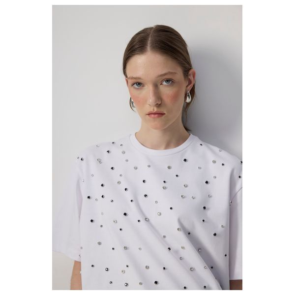 STONE EMBROIDERED T-SHIRT - White / L