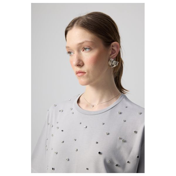 STONE EMBROIDERED T-SHIRT - Grey / M