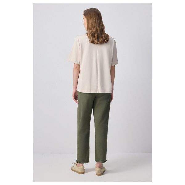 STONE EMBROIDERED T-SHIRT - Beige / M