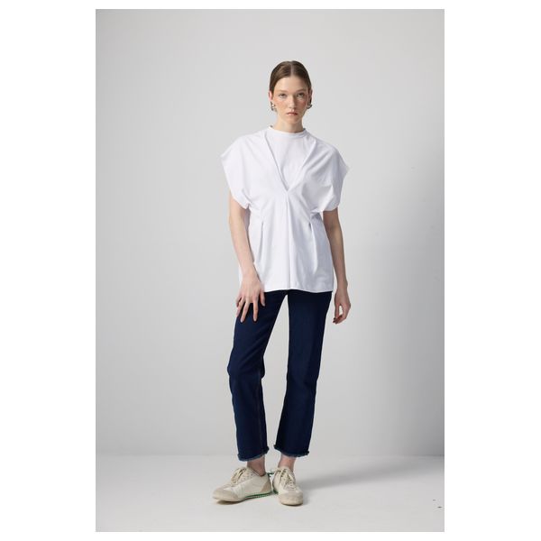 DORT DETAILED SHORT SLEEVE T-SHIRT - White / M