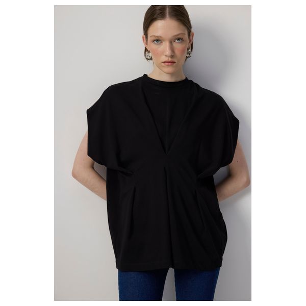DORT DETAILED SHORT SLEEVE T-SHIRT - Black / L