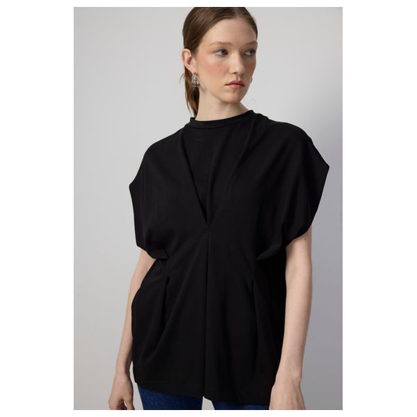 DORT DETAILED SHORT SLEEVE T-SHIRT - Black / L