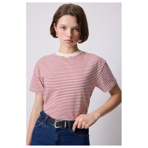  STRIPED BASIC T-SHIRT - Red / L 