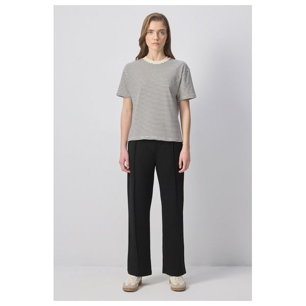 STRIPED BASIC T-SHIRT - Beige / L