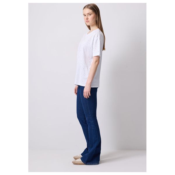 STONE DETAILED BASIC T-SHIRT - White / M