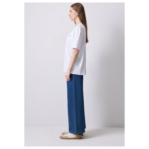 STONE WORK OVERSIZE T-SHIRT - White / L