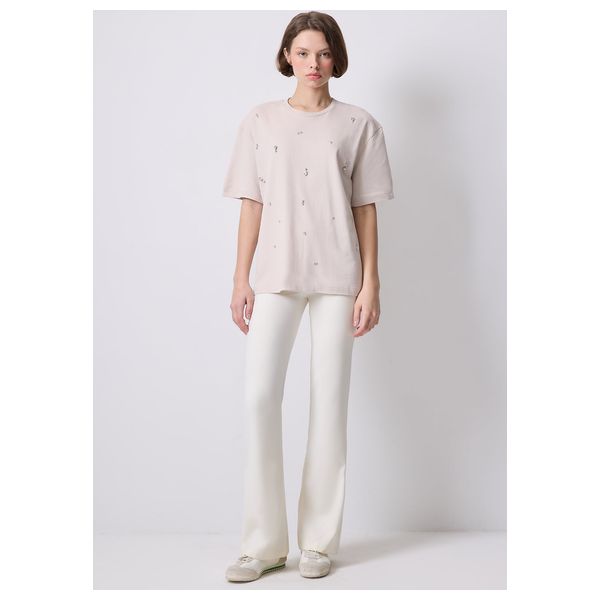 STONE WORK OVERSIZE T-SHIRT - Stone / S