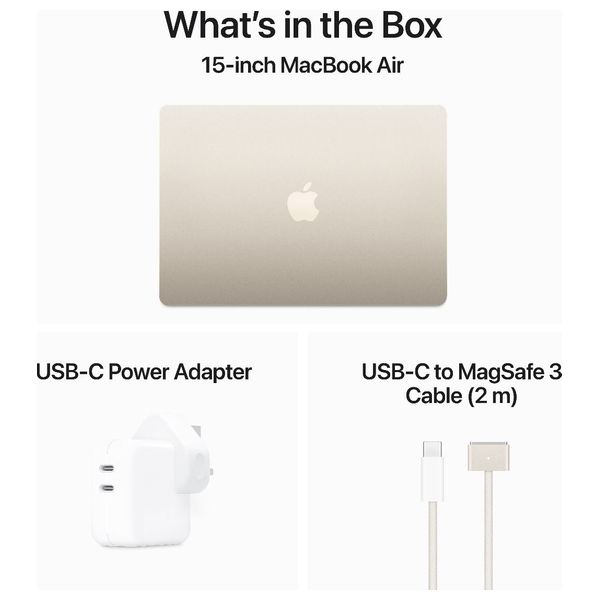 Apple 15-Inch - MacBook Air - M3 8-Core - 256GB SSD/8GB - 10-Core - MacOS - Starlight 