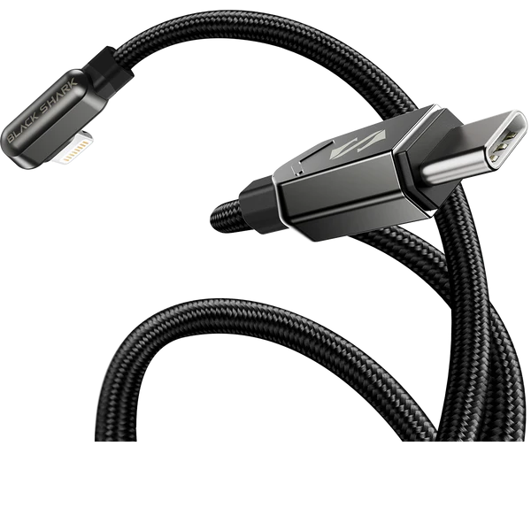 Black Shark Right-angle - Cable Lightning to USB-C - 1.8 m - Black