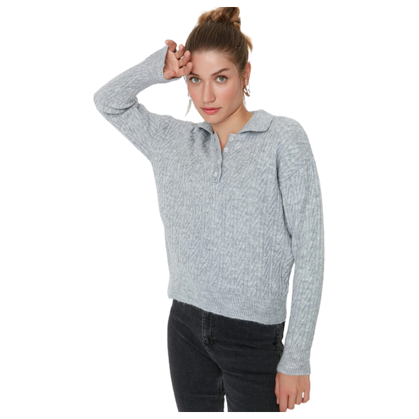 Trendyolmilla Women’s Wide Fit Soft Sweater - Gray