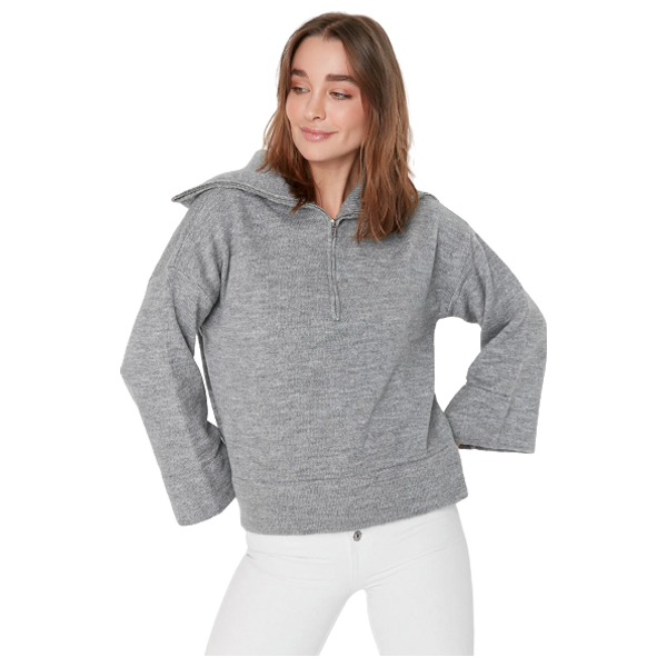 Trendyolmilla Women’s Wide Fit Soft Textured Basic Knitwear Sweater
