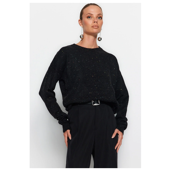 Trendyolmilla Women’s Soft Textured Nope Knitwear Sweater - Black