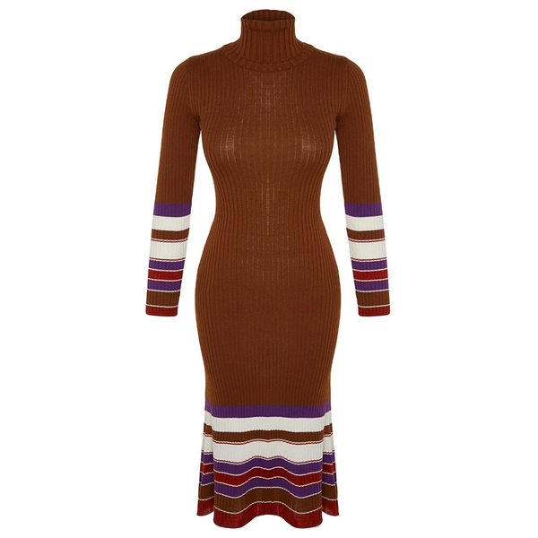 فستان نسائي ترينديول ميلا قصة طويلة - بني