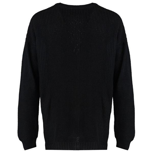 Trendyol Man Men's Oversize Fit Wide Fit Crew Neck Slit Knitwear Sweater - Black