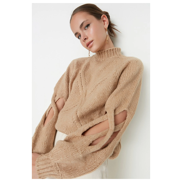 كنزة نسائي قبة عالية ترينديول ميلا - بيجي