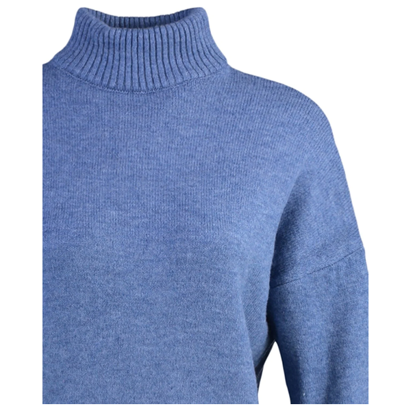 بلوزة نسائية ذات ياقة عالية ترينديول ميلا - ازرق