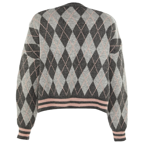 Trendyolmilla Women’s Wide Fit Soft Textured Diamond Patterned Knitwear - Gray