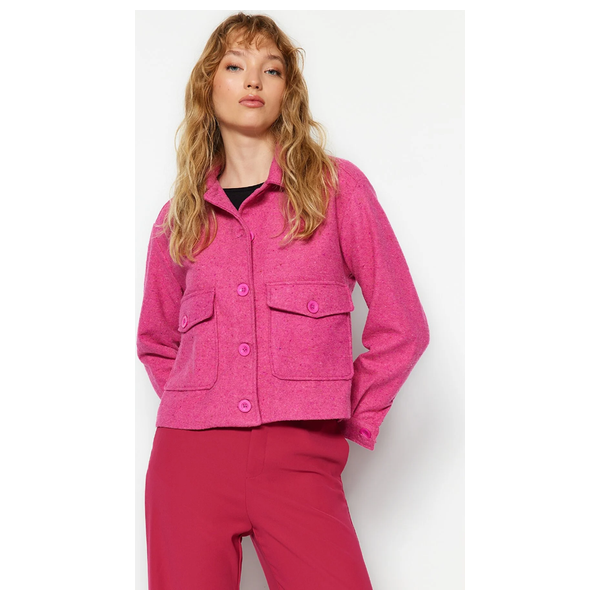 Trendyolmilla Women's Oversize Cachet Jacket Coat - Pink