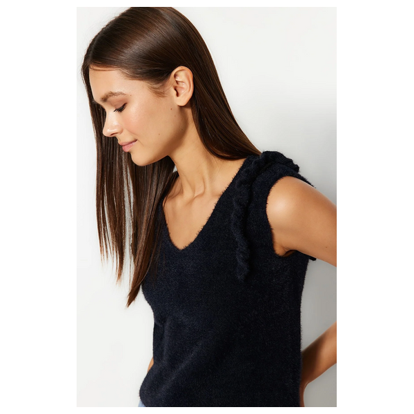 Trendyolmilla Women’s Feather Knitwear Blouse - Black