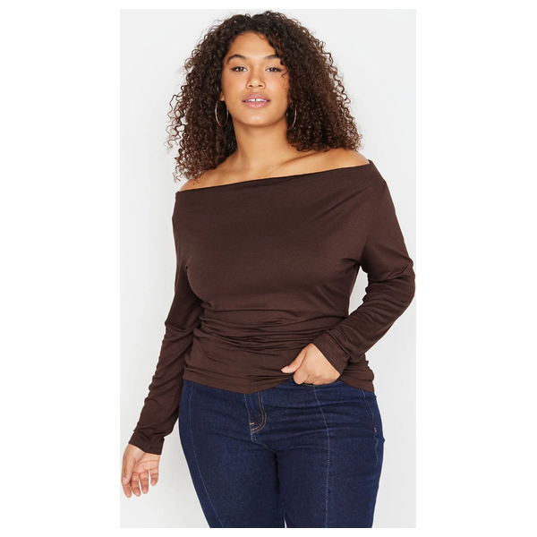 Trendyol Curve Women’s Knitted Blouse - Brown