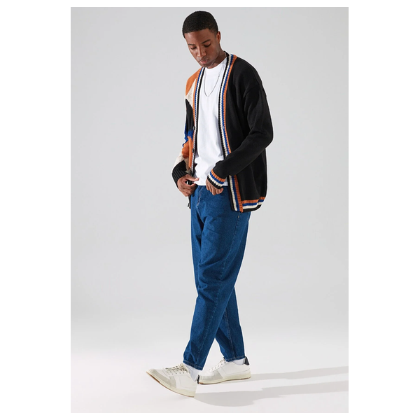 سترة ترينديول مان الرجالية ذات مقاس واسع - اسود