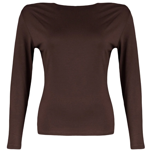 ترينديول كيرف كنزة بدون ياقة - بني