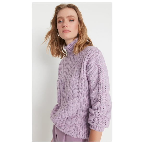 بلوزة نسائية قبة عالية ترينديول ميلا - بنفسجي