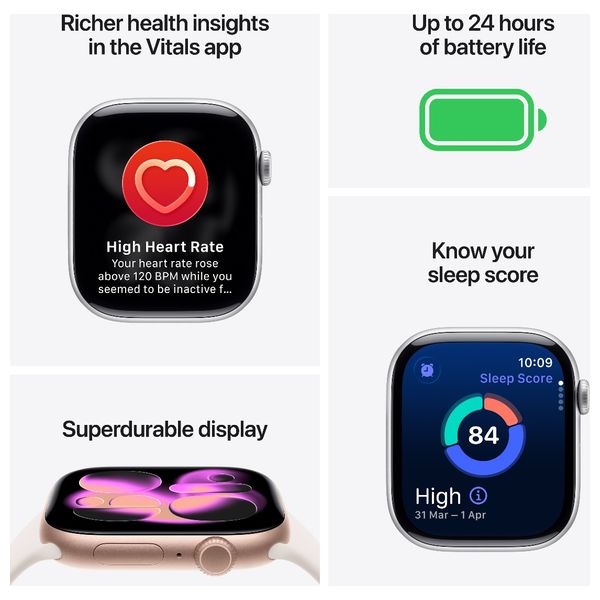 Apple Watch Series 11 46mm GPS Silver Aluminum - Sport Band Purple Fog - M/L