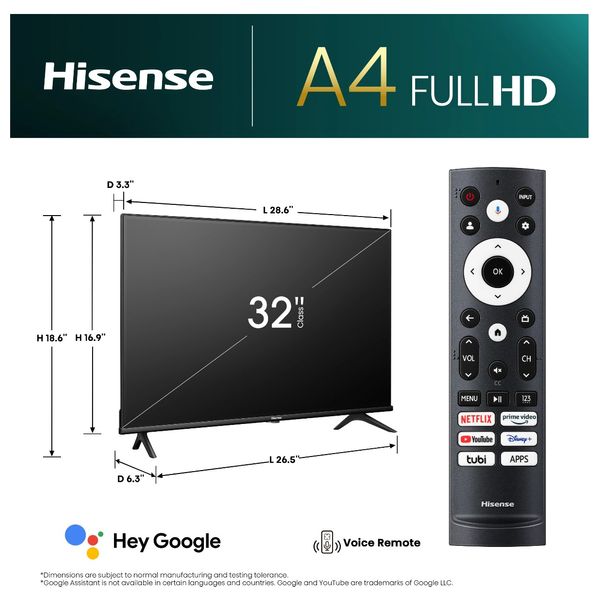  Hisense 32-Inch 32A4K - Smart - HD - LED - 60Hz 