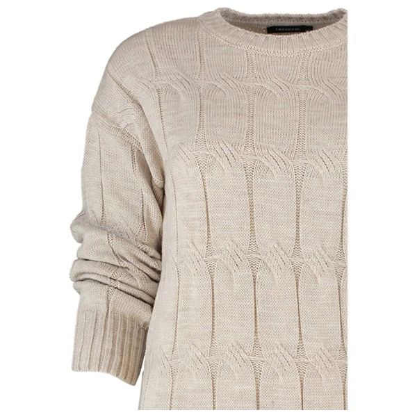 Trendyolmilla Mini Knitwear Hair Knitted Dress - Beige