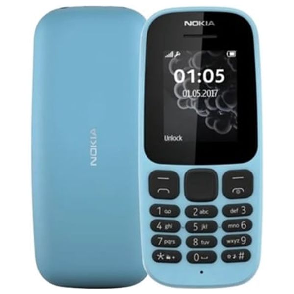  نوكيا 105 - شاشة 1.8 بوصة - دبل سيم - بطارية بحجم 800 مللي امبير - ازرق 