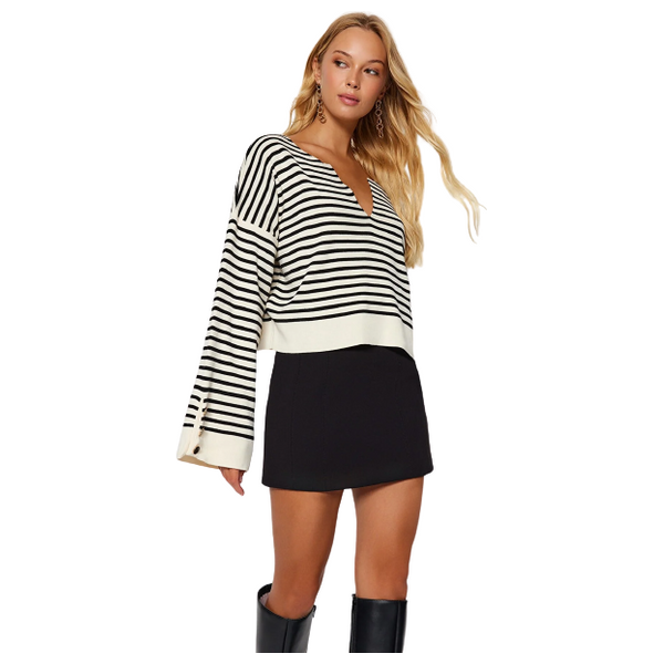 Trendyolmilla Women’s Wide Pattern Striped Knitwear Sweater