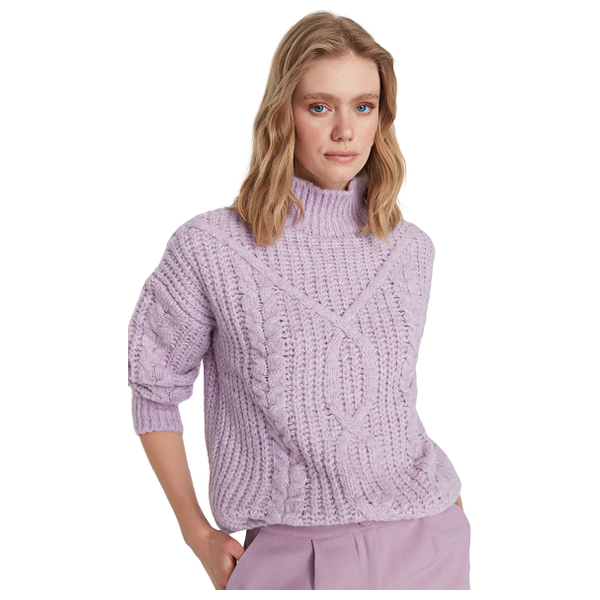 بلوزة نسائية قبة عالية ترينديول ميلا - بنفسجي