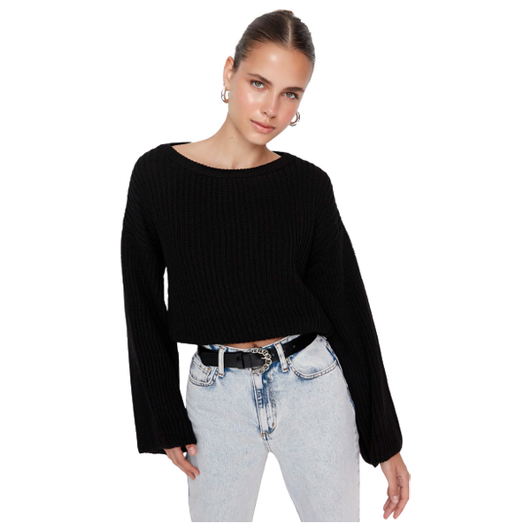Trendyolmilla Women’s Crop Spanish Sleeve Knitwear Sweater
