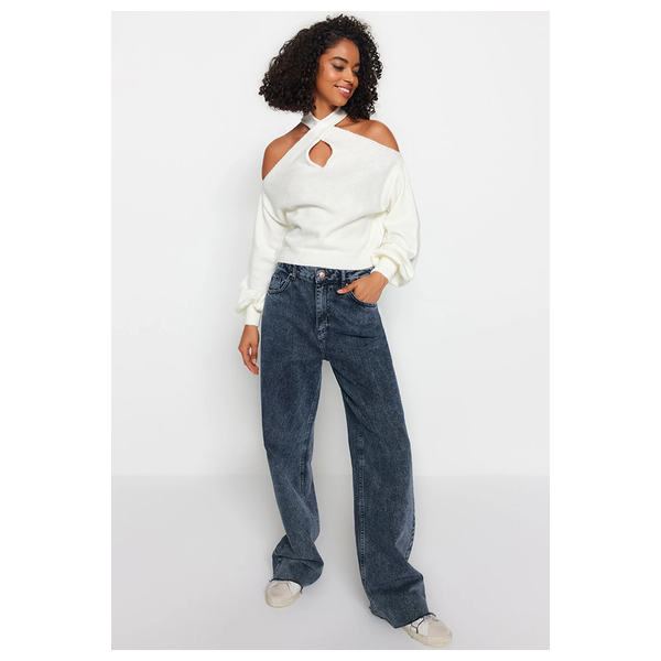 بلوزة نسائية قصة مفتوحة ترينديول ميلا - ابيض